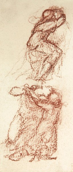 Szkic przygotowawczy do miłości wśród ruin (czerwona kreda i ołówek na papierze) autorstwa Edward Coley Burne Jones