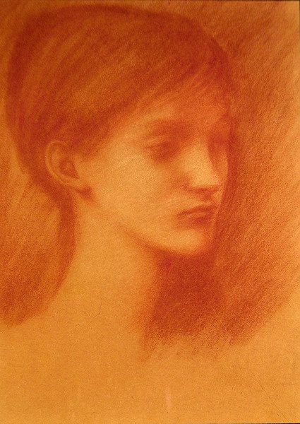 Ruda Głowa / Portret Dziewczynki (kreda na papierze) autorstwa Edward Coley Burne Jones