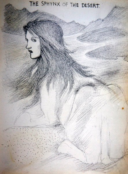 Sfinks pustyni (ołówek na papierze) autorstwa Edward Coley Burne Jones