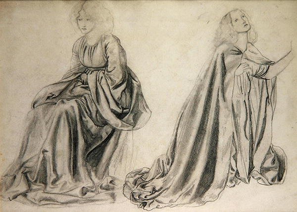 Studia dla „Graczy backgammona” (ołówek na papierze) autorstwa Edward Coley Burne Jones