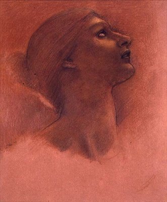 Studium Głowy „Nadziei”, ok. 1870 (kreda) autorstwa Edward Coley Burne Jones
