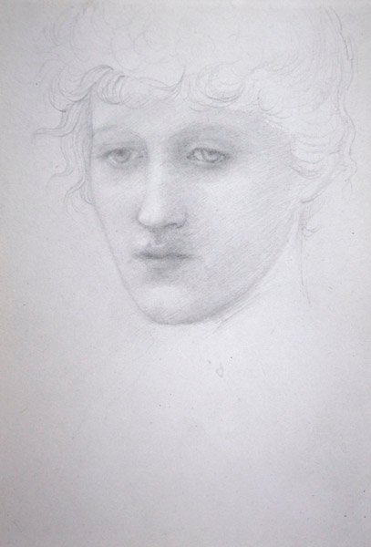 Studium głowy dziewczynki - Bessie Keane, ok. 1896 (ołówek na papierze) autorstwa Edward Coley Burne Jones