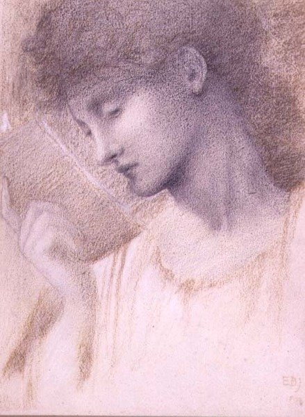 Studium głowy (kreda na papierze) autorstwa Edward Coley Burne Jones