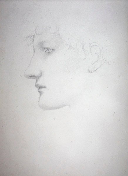 Studium głowy - Bessie Keane, c.1893 (ołówek na papierze) autorstwa Edward Coley Burne Jones