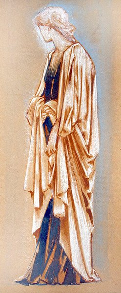Studium udrapowanej postaci (gwasz, tusz i kolor ciała na papierze) autorstwa Edward Coley Burne Jones