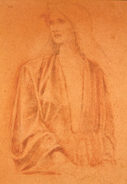 Studium dziewczyny (ołówek na papierze) autorstwa Edward Coley Burne Jones