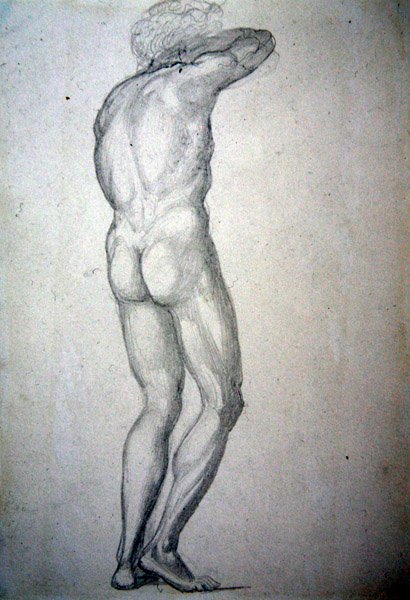 Studium aktu stojącego, ok. 1873 (ołówek na papierze) autorstwa Edward Coley Burne Jones