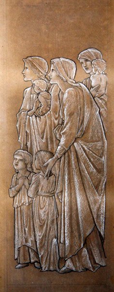 Pozwól małym dzieciom przyjść do mnie (czarno-biała kreda na papierze) autorstwa Edward Coley Burne Jones