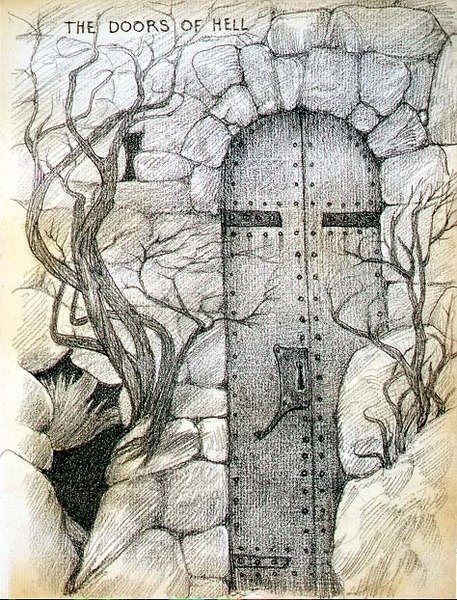 The Doors of Hell (ołówek na papierze) autorstwa Edward Coley Burne Jones