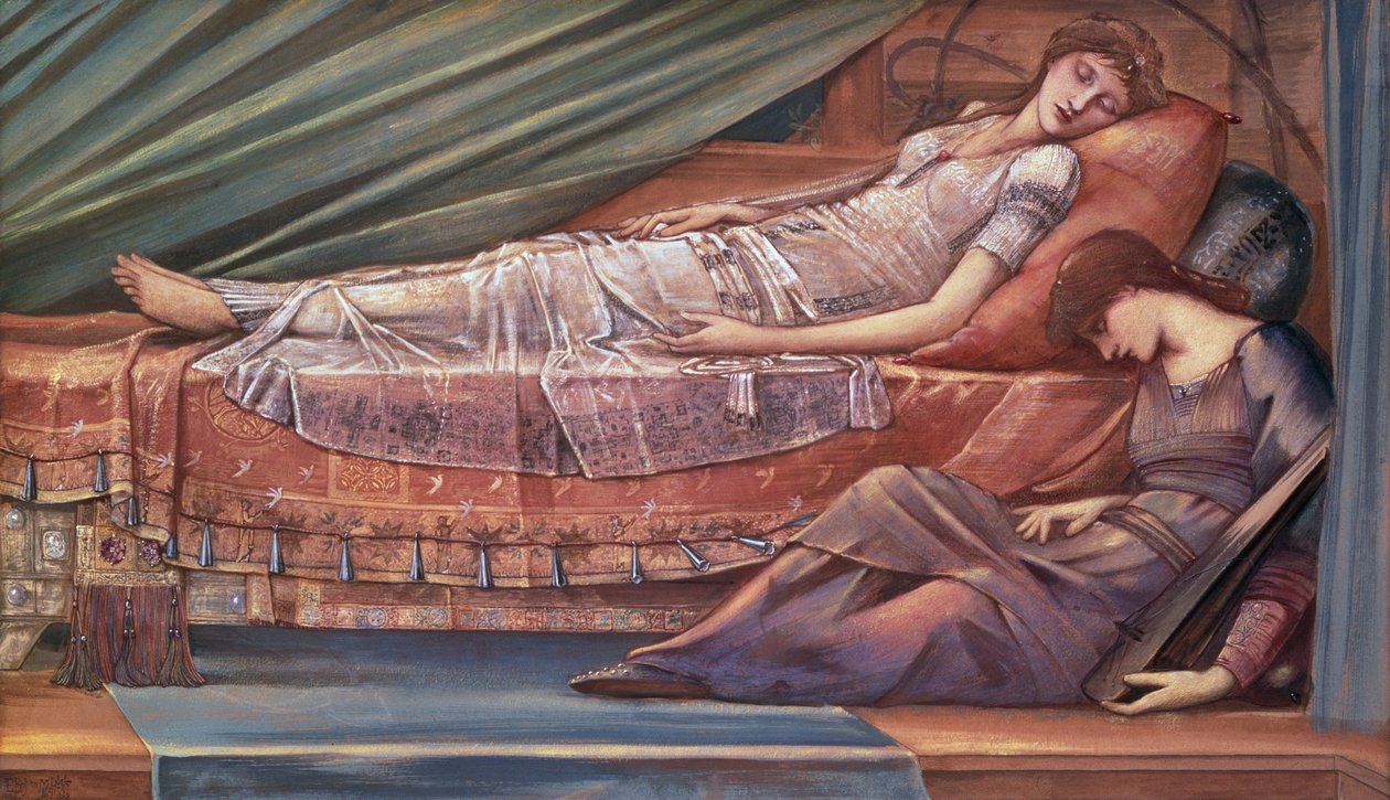 Śpiąca Księżniczka (olej na płótnie) autorstwa Edward Coley Burne Jones