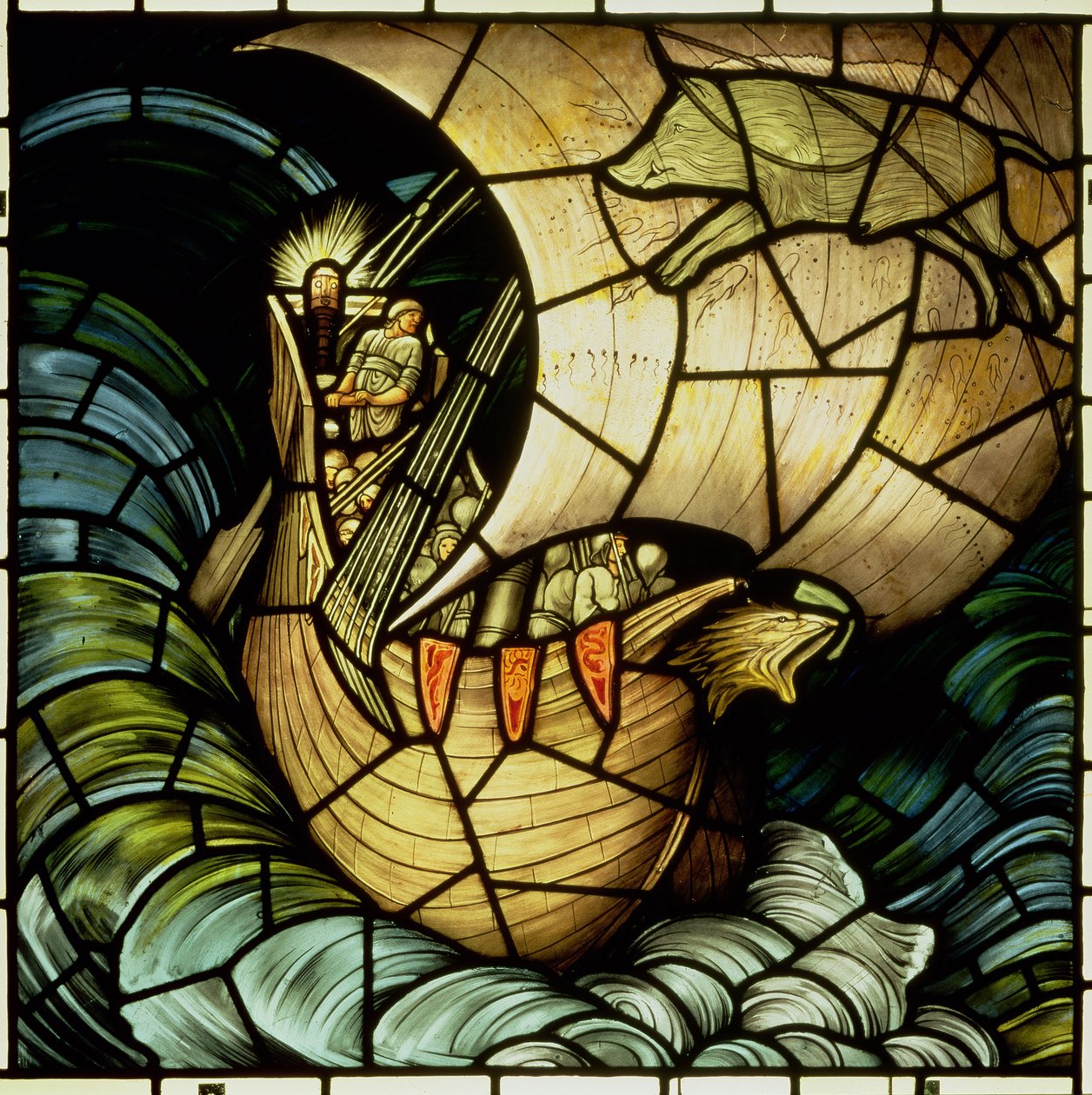 Statek Wikingów (witraże) autorstwa Edward Coley Burne Jones