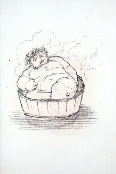 William Morris (1834-96) w wannie, z albumu rysunków (ołówek na papierze) autorstwa Edward Coley Burne Jones