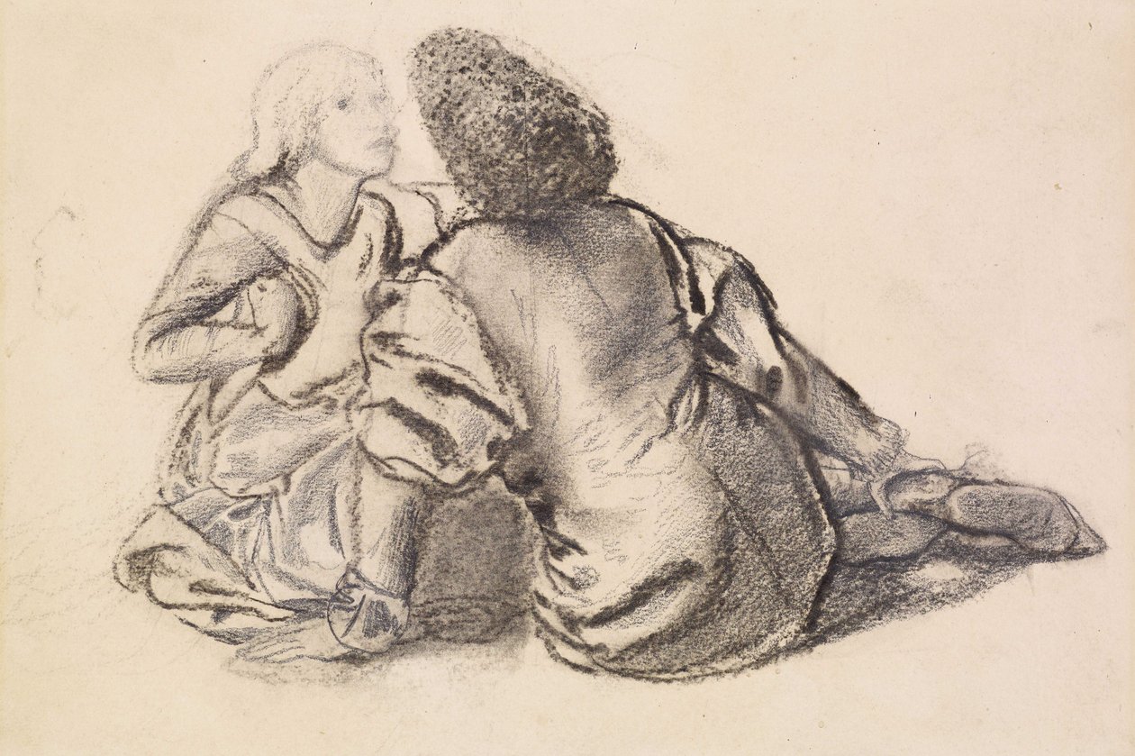 Idylla (węgiel na papierze) autorstwa Edward Burne Jones
