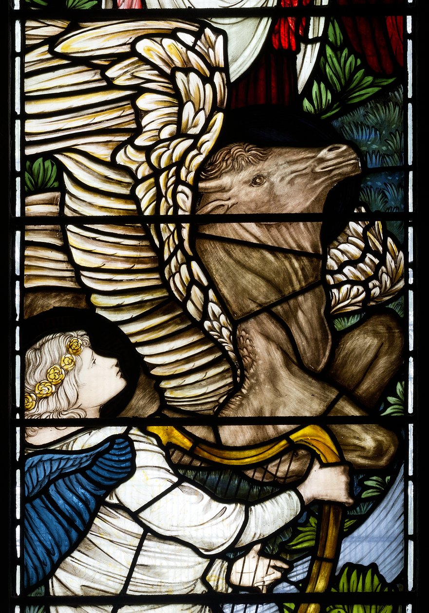 Detal anioła i byka, Rzeki raju, 1875 autorstwa Edward Burne Jones