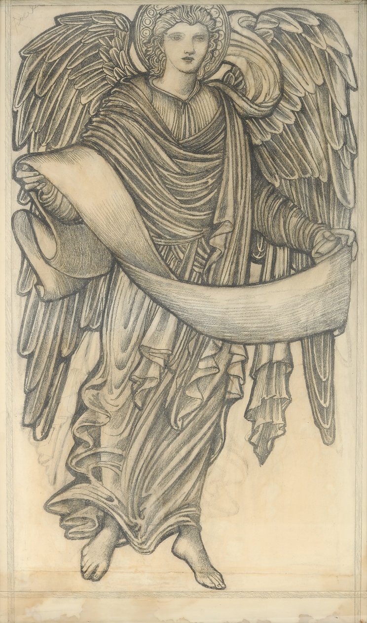 Anioł ze zwojem - figura ósma, 1880 (kreda na papierze) autorstwa Edward Burne Jones
