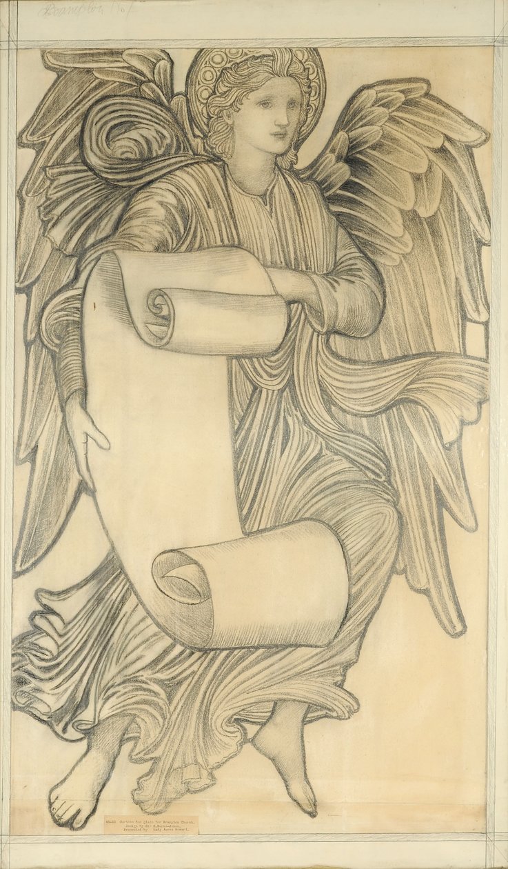 Anioł ze zwojem - figura siódma, 1880 (kreda na papierze) autorstwa Edward Burne Jones