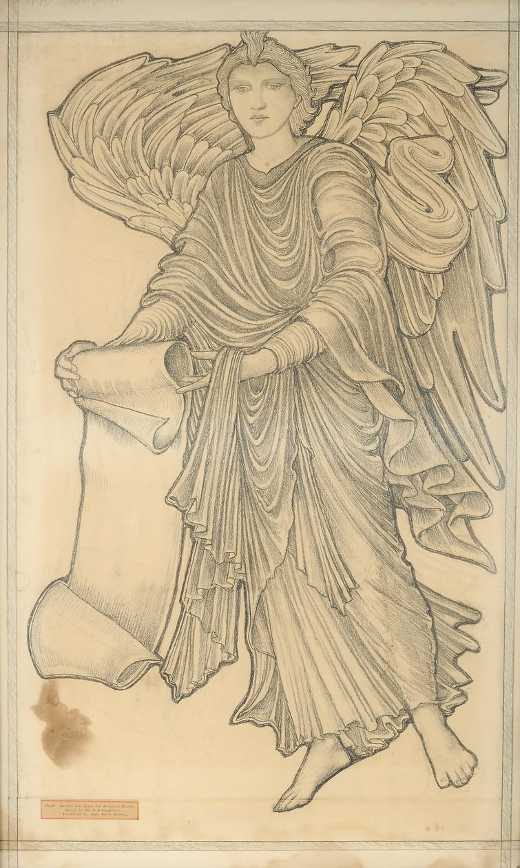 Anioł ze zwojem - figura dziesiąta, 1880 (kreda na papierze) autorstwa Edward Burne Jones