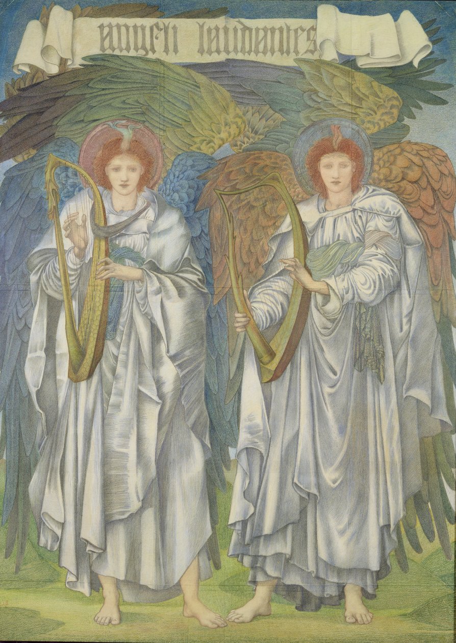 Angeli Laudantes, ok.1887 (projekt okna w katedrze Salisbury, także na gobeliny) (kolorowe kredy na papierze) autorstwa Edward Burne Jones