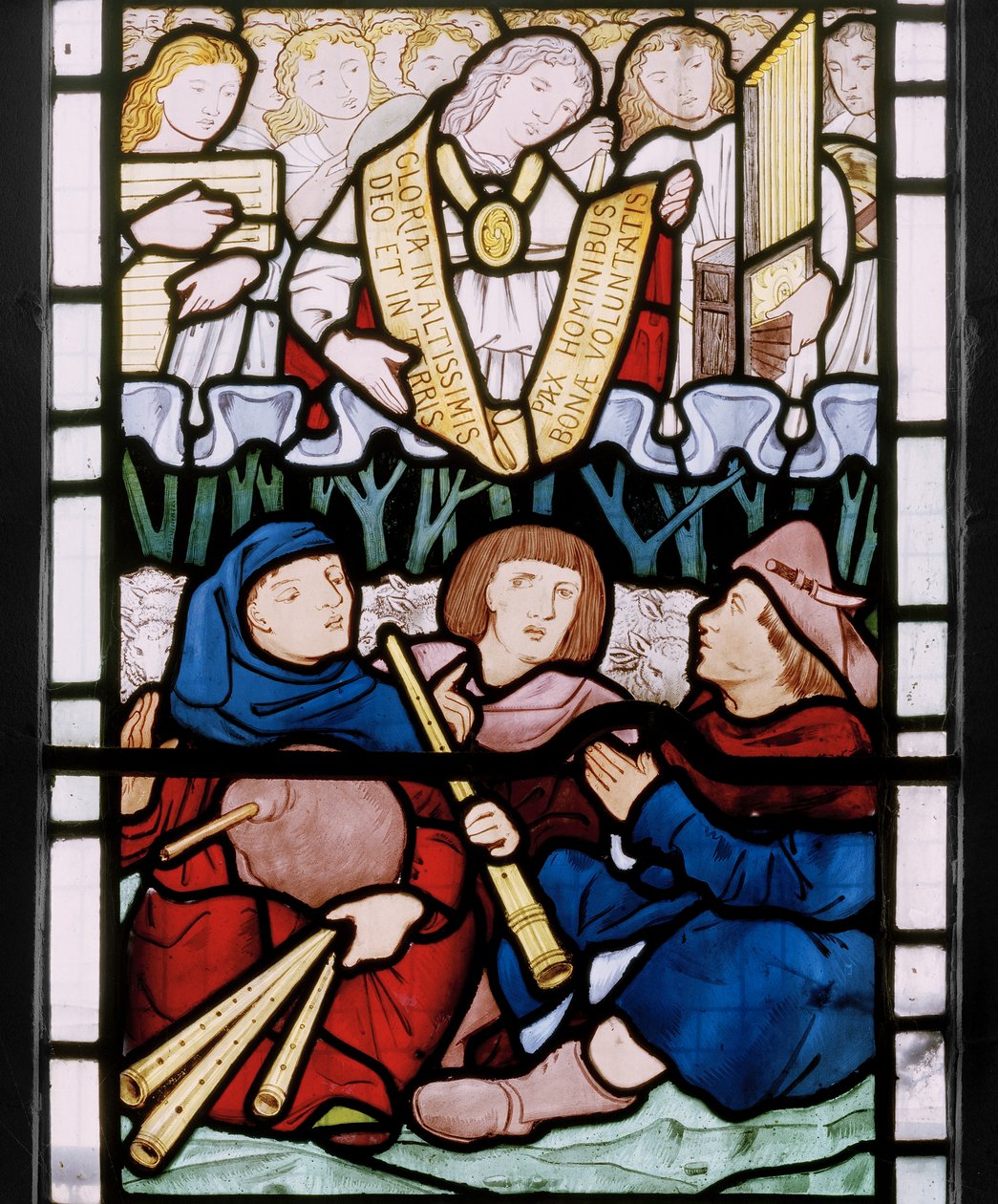 Zwiastowanie pasterzom, predella wschodnie okno, 1864 (witraże) autorstwa Edward Burne Jones