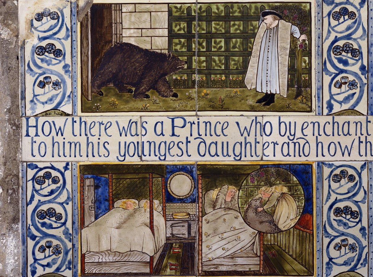 Panel kafelkowy Piękna i Bestia, Morris, Marshall, Faulkner & Co., c.1867 autorstwa Edward Burne Jones