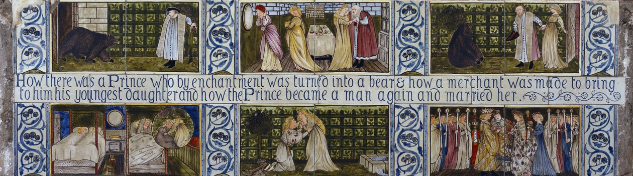 Panel kafelkowy Piękna i Bestia, Morris, Marshall, Faulkner & Co., c.1867 autorstwa Edward Burne Jones