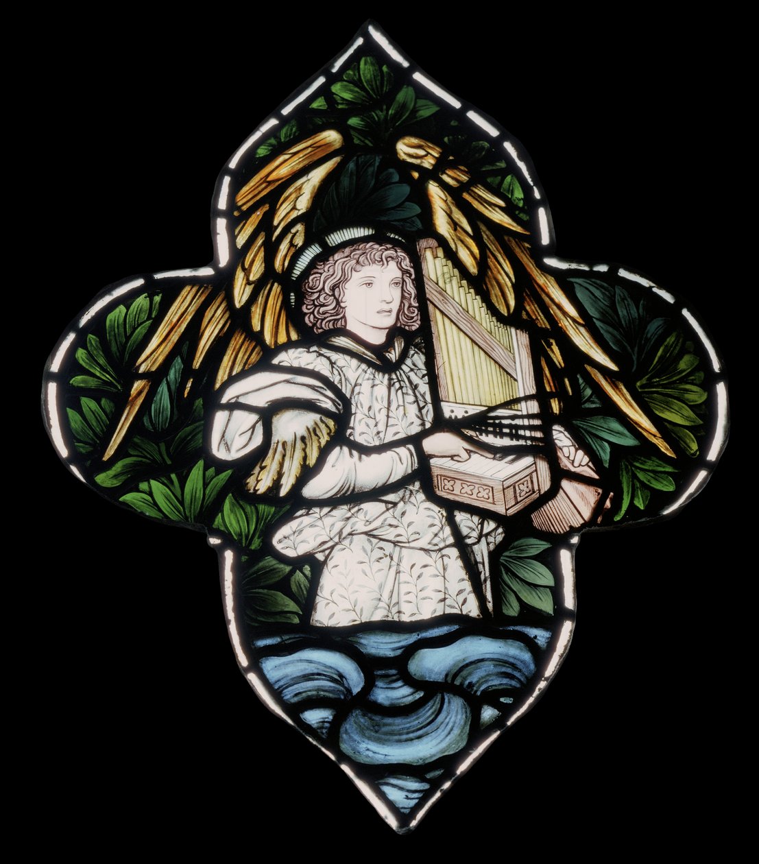 Birmingham, St Martin w Bull Ring, Morris & Co., Edward Burne-Jones, Anioł z organami, 1876 autorstwa Edward Burne Jones