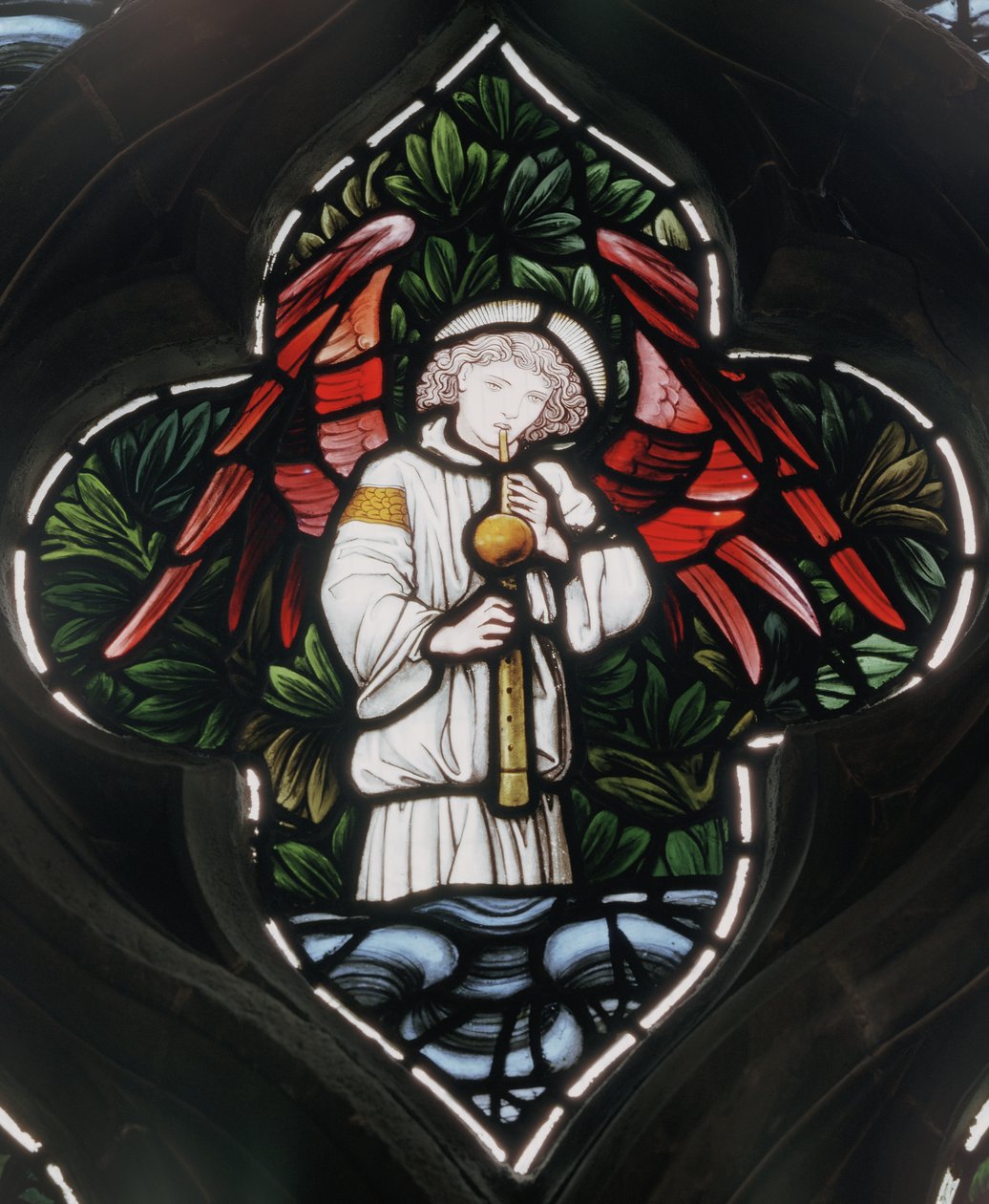 Birmingham, St Martin In The Bull Ring, Morris & Co., Edward Burne-Jones, Anioł z Shawmem, 1876 autorstwa Edward Burne Jones