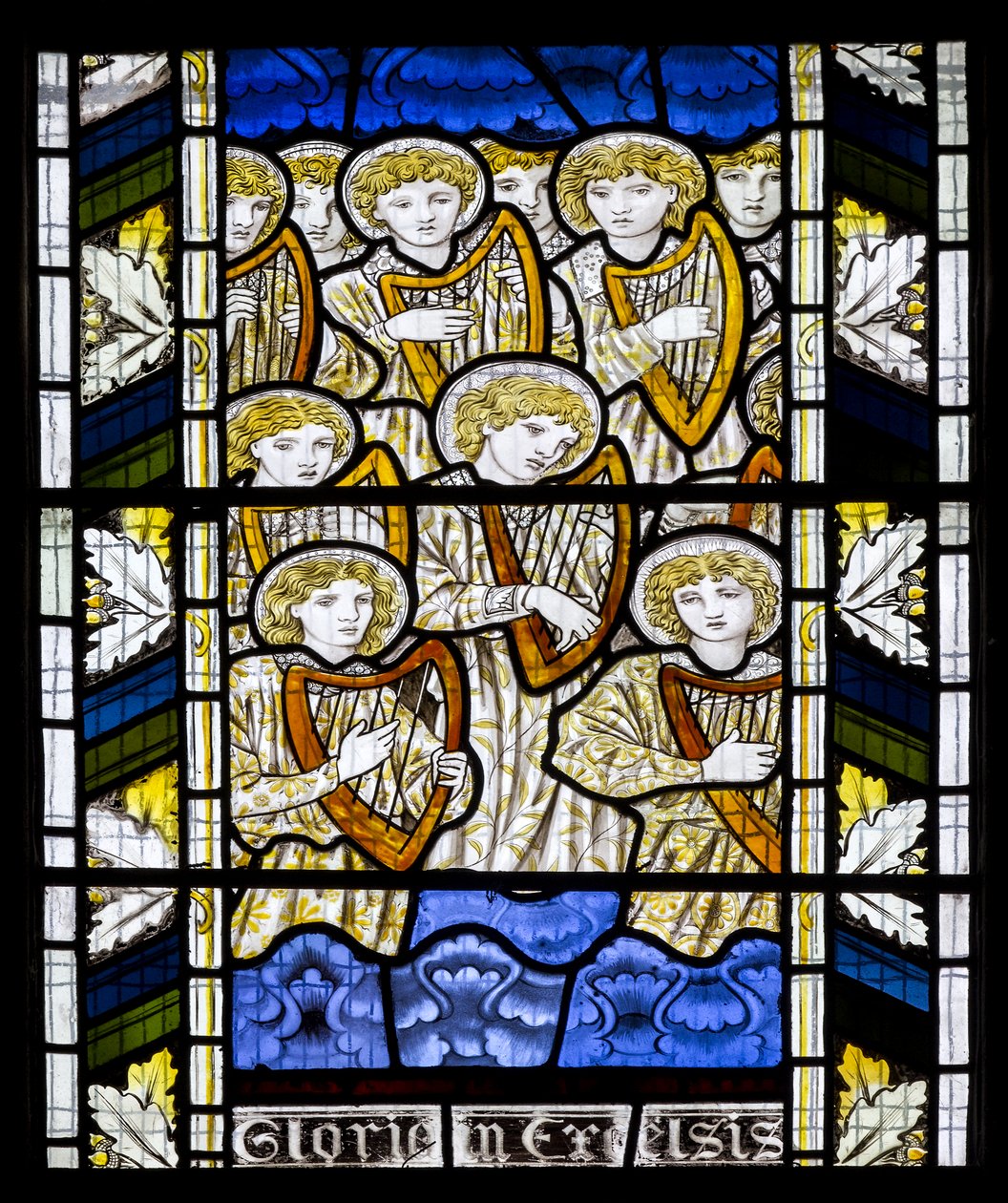 Cambridge, All Saints, Morris Marshall & Faulkner & Co, Edward Burne-Jones, Gloria In Excelsis, 1866 autorstwa Edward Burne Jones