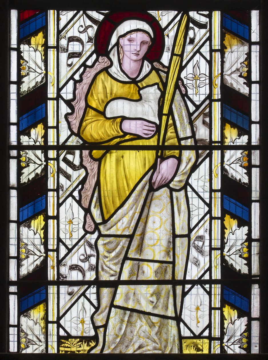 Cambridge, All Saints, Morris Marshall & Faulkner & Co, Edward Burne-Jones, St Agnes, 1866 autorstwa Edward Burne Jones