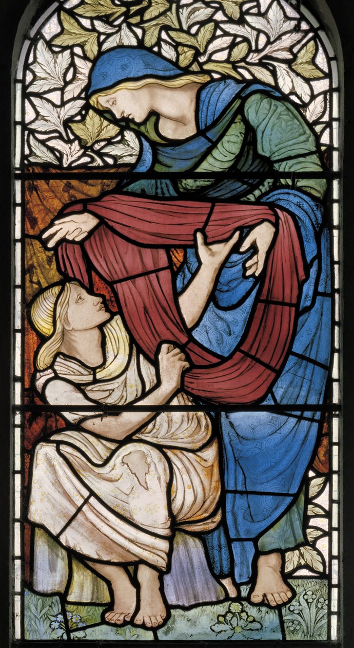 Odzież Naga, 1877 (witraż) autorstwa Edward Burne Jones