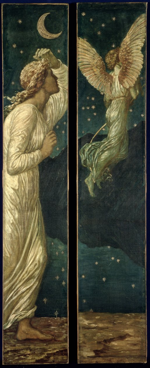 Kupidyn i Psyche - Pałacowe Zielone Murale - Kupidyn odlatujący z Psyche, 1881 autorstwa Edward Burne Jones