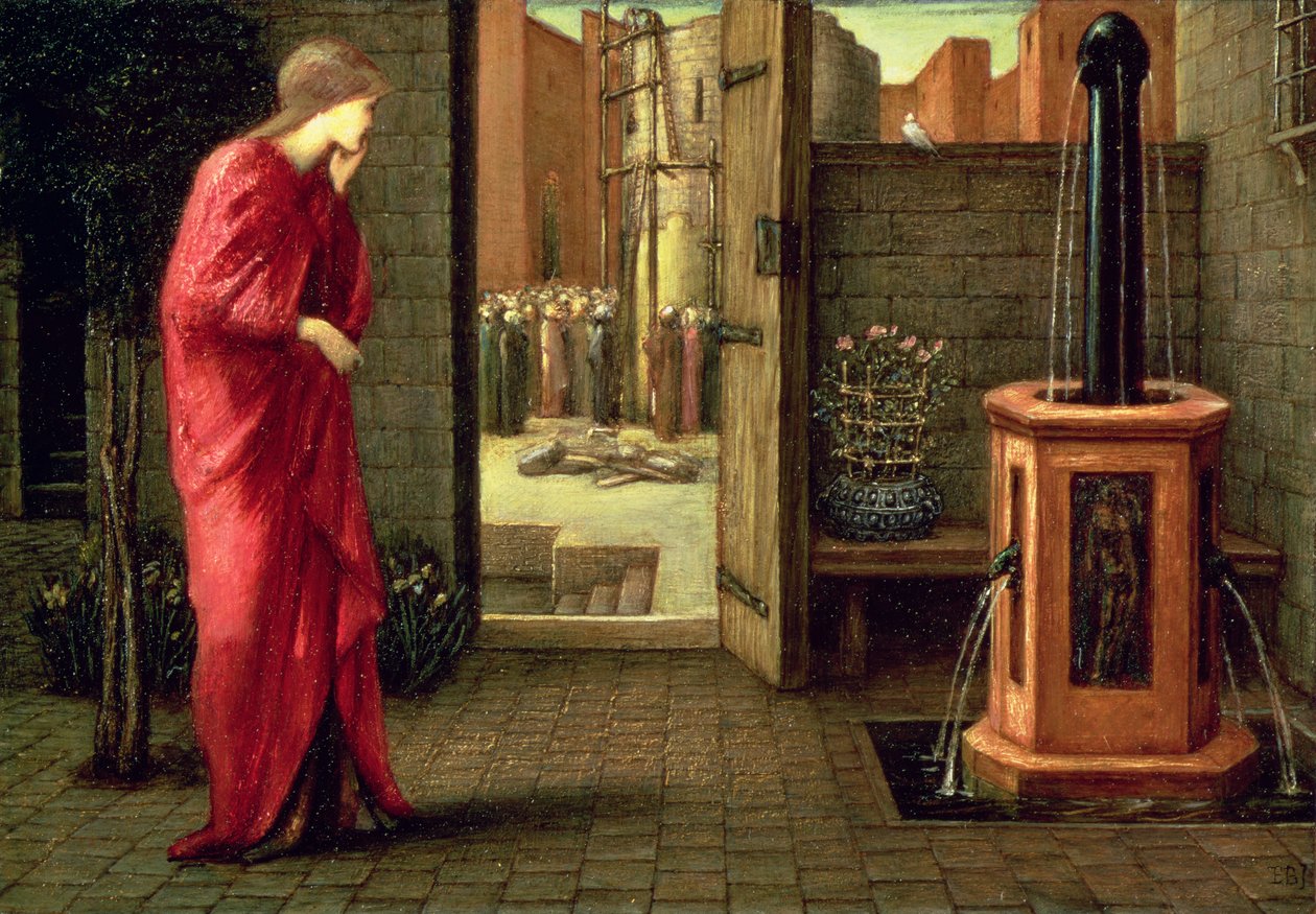 Danae obserwująca budowę Brazen Tower, 1872 autorstwa Edward Burne Jones