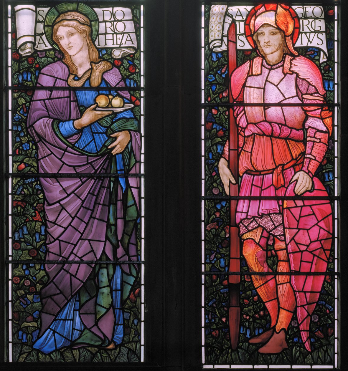 Dorothy & St George w różowej zbroi, okno wschodnie, 1880 (witraż) autorstwa Edward Burne Jones