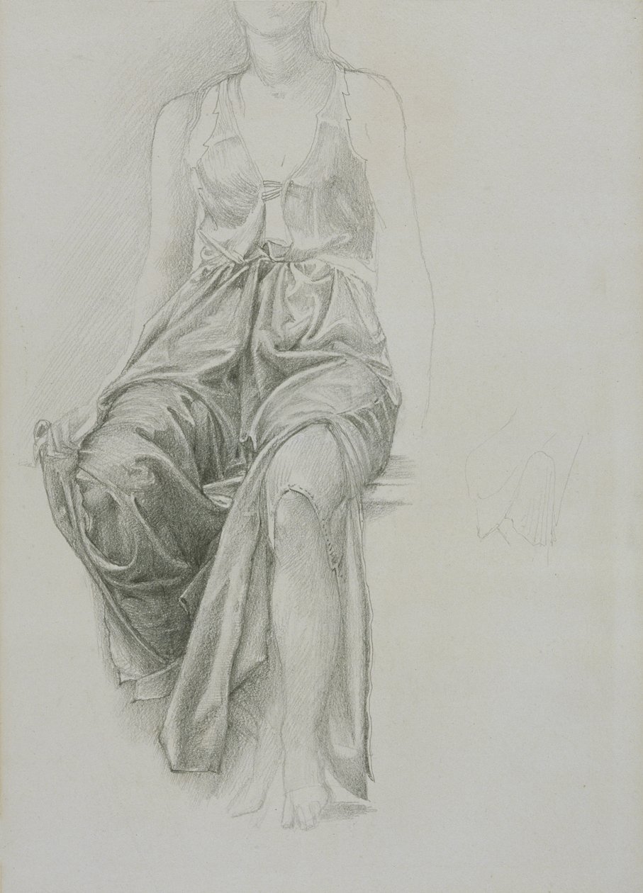 Studium draperii dla "King Cophetua", ok. 1883 (grafit na papierze) autorstwa Edward Coley Burne Jones
