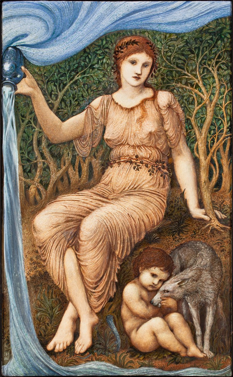 Matka Ziemia, 1882 (enkaustyka na panelu) autorstwa Edward Burne Jones