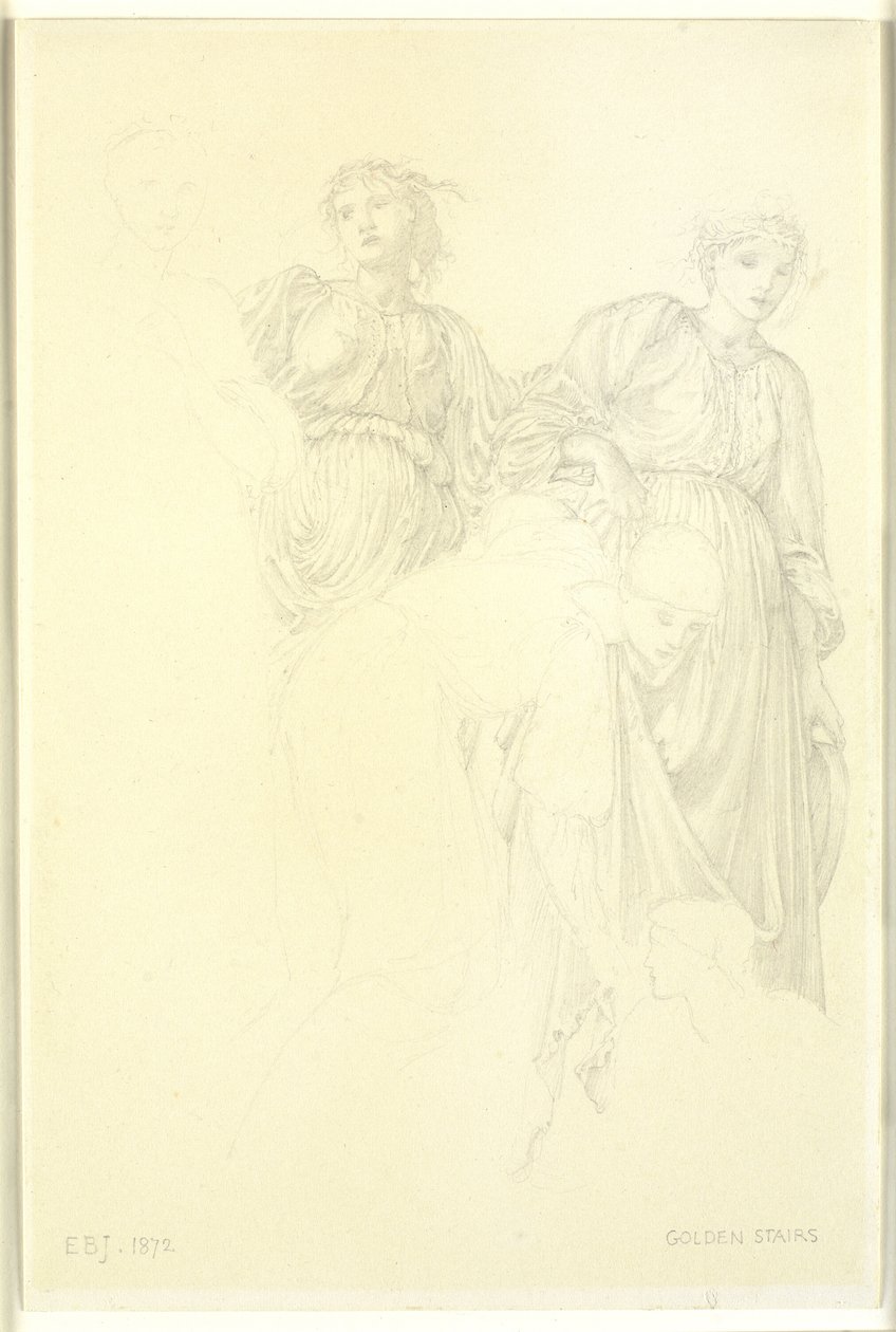 Grupa kobiet, Studium wstępne do obrazu, Złote schody autorstwa Edward Coley Burne Jones