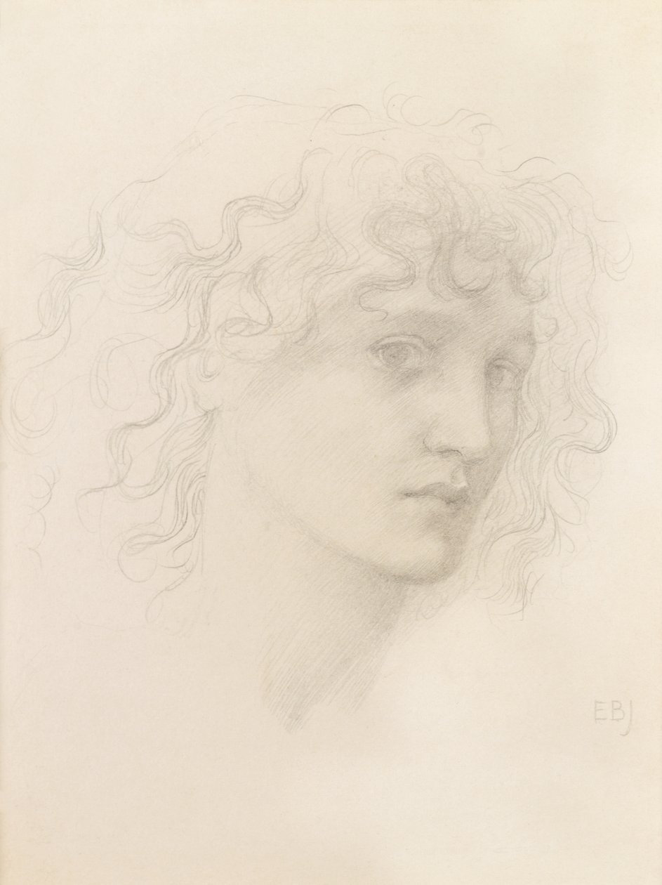 Głowa May Morris (ołówek) autorstwa Edward Burne Jones