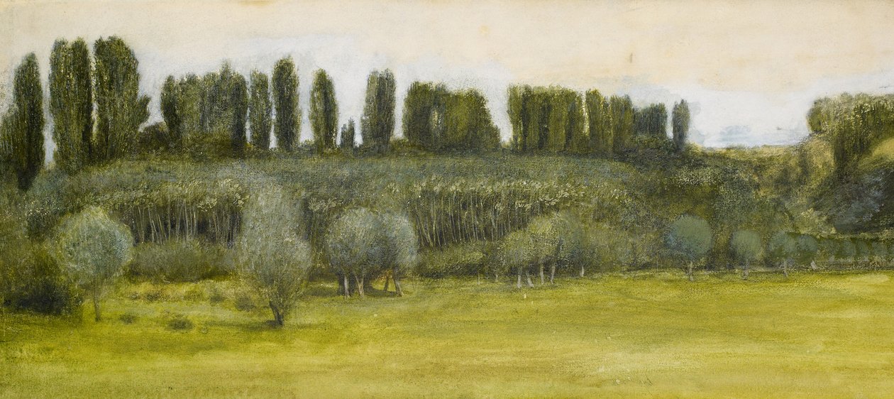 Pejzaż z wierzbami i topolami, Studium autorstwa Edward Burne Jones