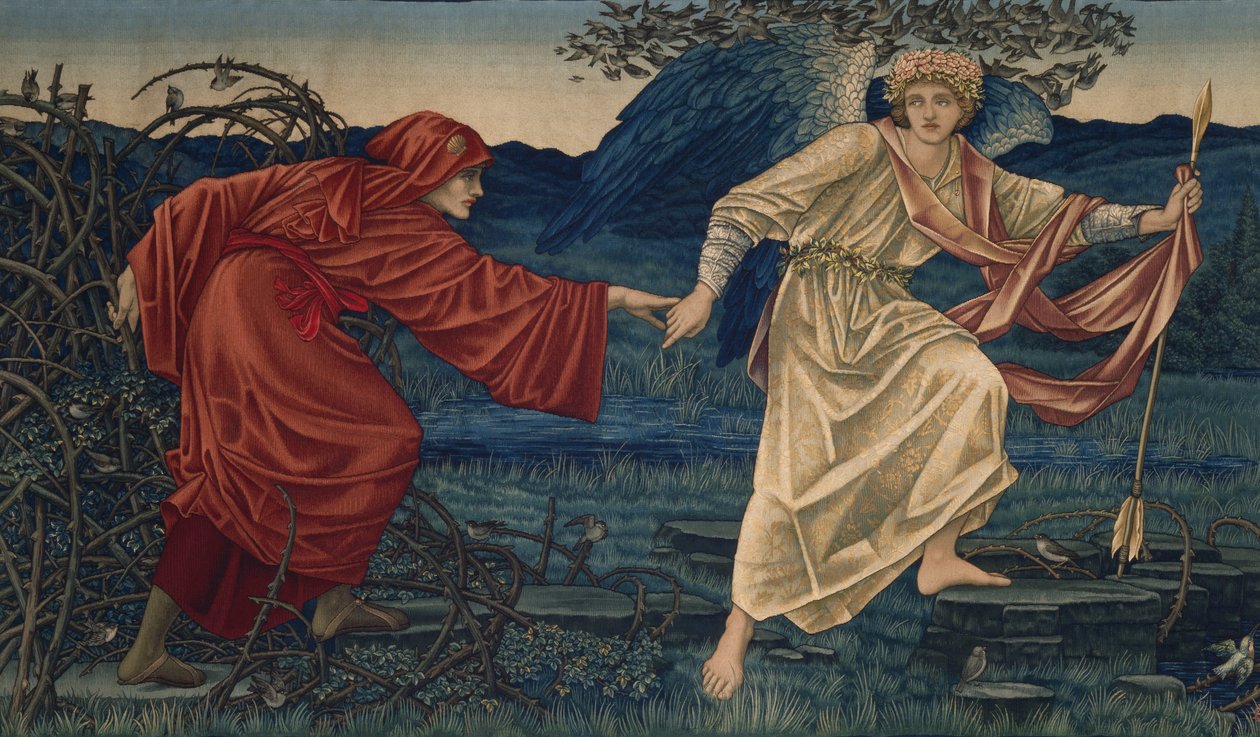 Miłość prowadząca Pielgrzyma, Gobelin, 1909 autorstwa Edward Burne Jones