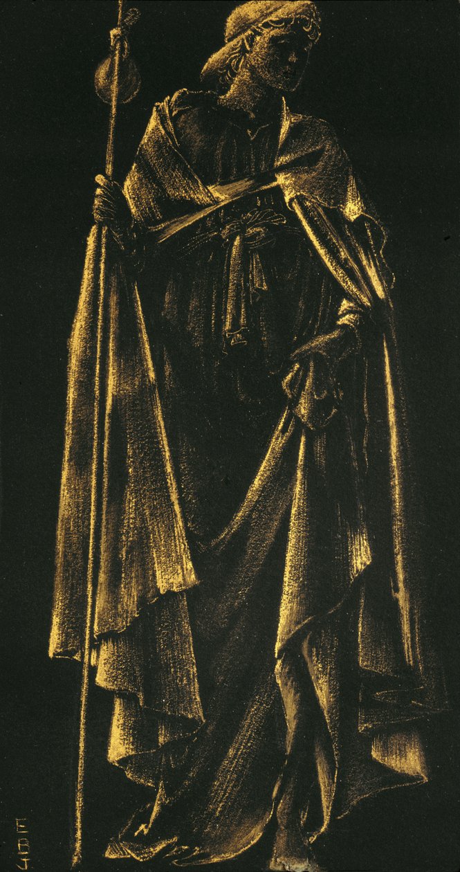 Anioł usługujący (złota farba na papierze) autorstwa Edward Burne Jones