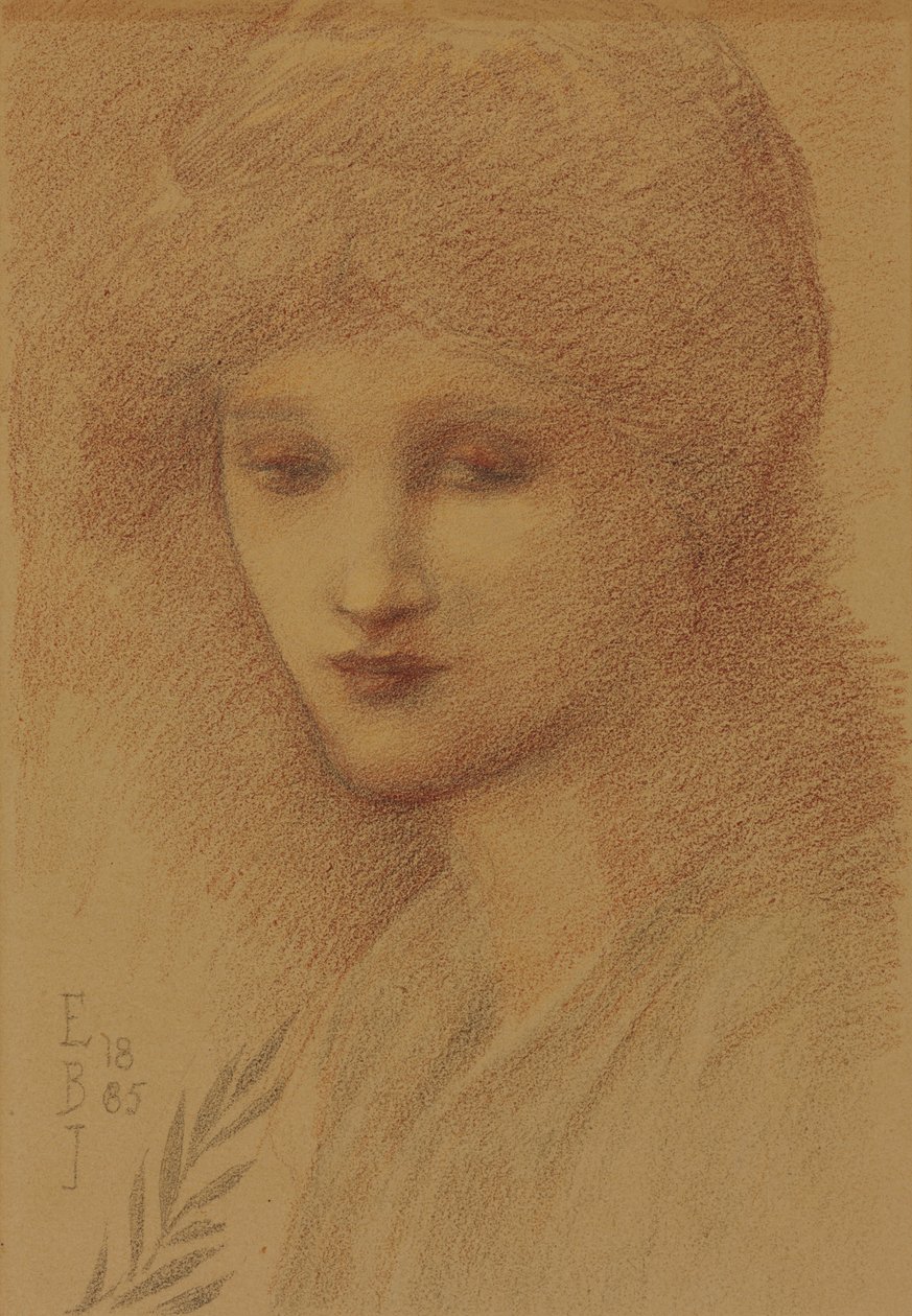 Portret Laury Lyttelton, z domu Tennant, ze spuszczonymi oczami, 1885 autorstwa Edward Burne Jones