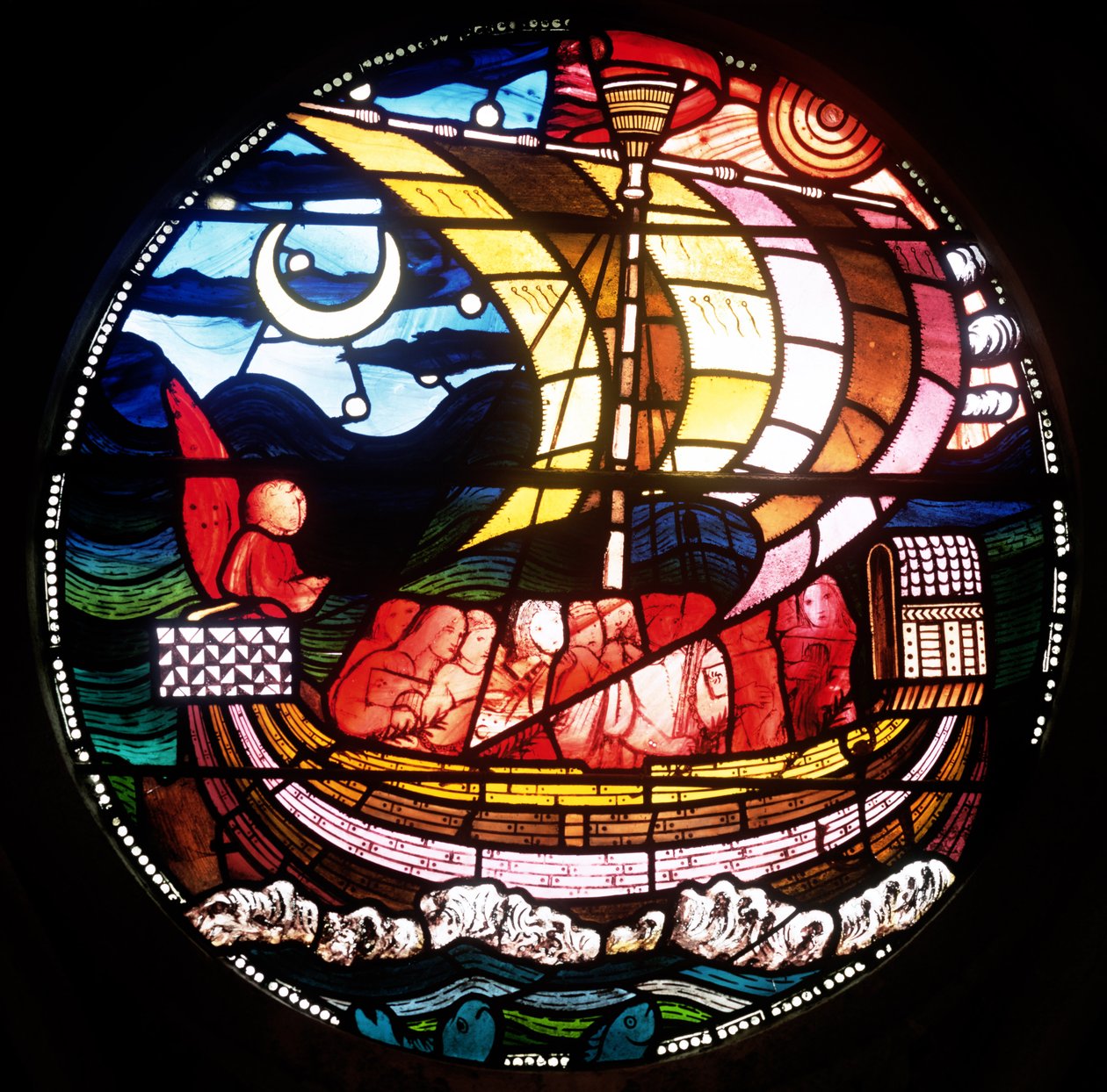 Statek dusz, prawdopodobnie detal witrażu z 1859 roku z roku 120181 autorstwa Edward Burne Jones