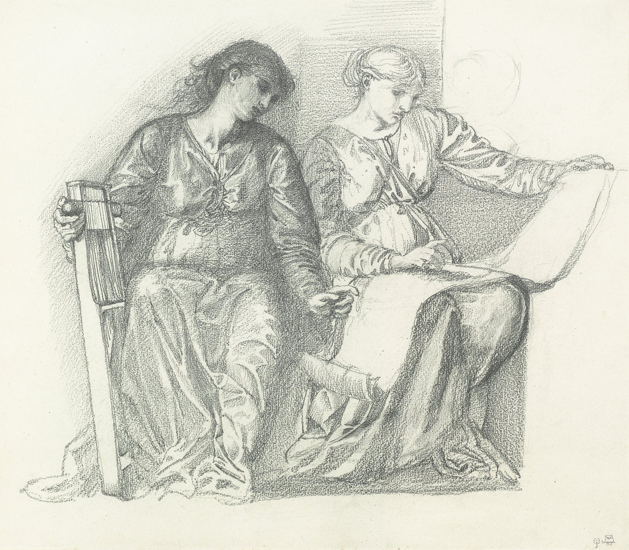 Studium „Muzyka”, ok.1865 autorstwa Edward Burne Jones