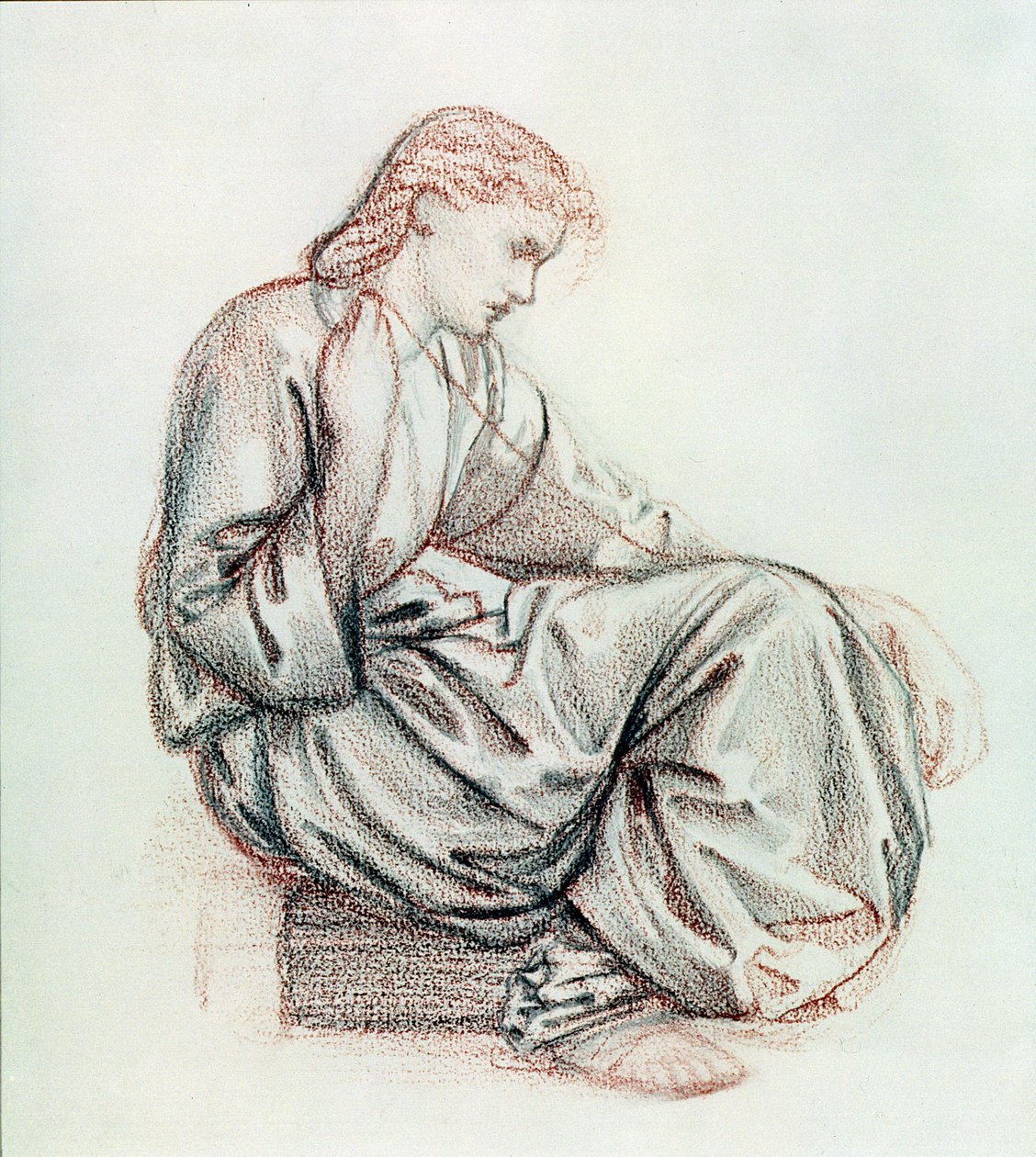 Study for The Fates (ołówek i czerwona kreda na papierze) autorstwa Edward Burne Jones