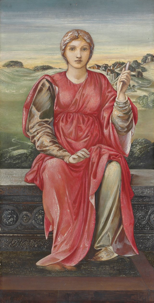 Studium do „Godzin” (media mieszane na zabrudzonym panelu) autorstwa Edward Burne Jones