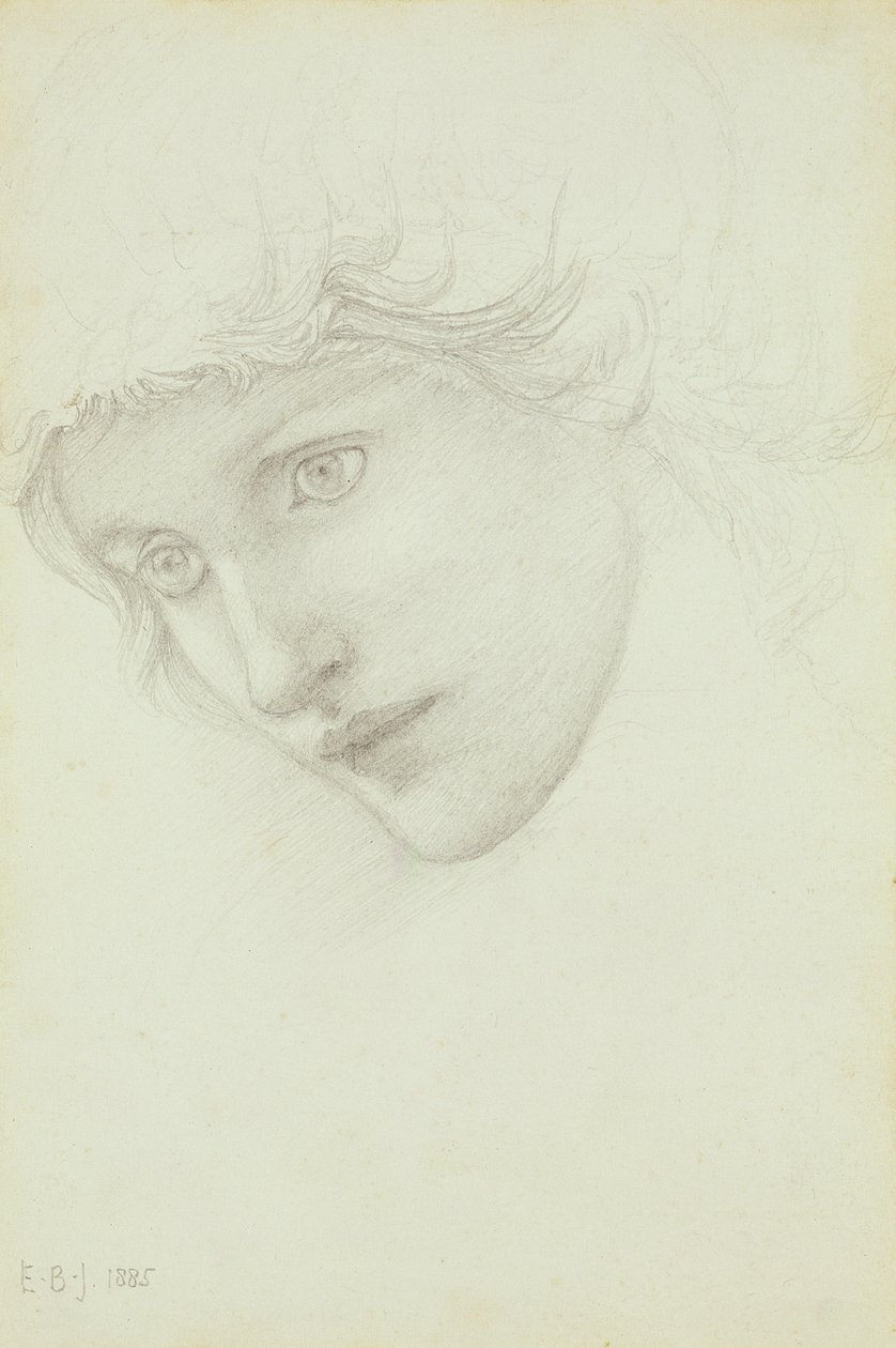 Studium na głowę syreny, 1885 autorstwa Edward Burne Jones