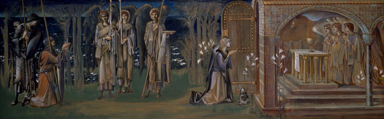 Studium do gobelinu "Osiągnięcie Świętego Graala", ok. 1894 autorstwa Edward Burne Jones