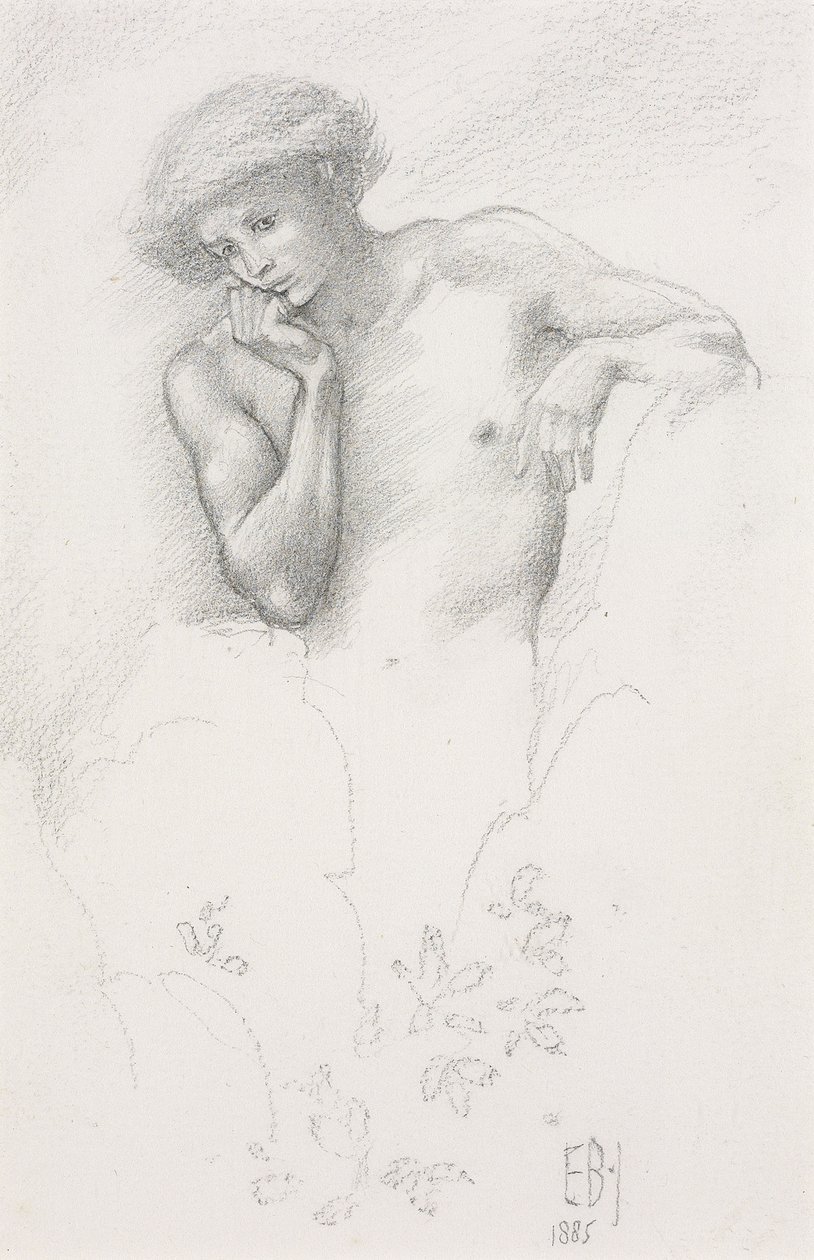 Studium wróżki ze wzgórza dla „Artur w Avalonie”, 1885 autorstwa Edward Burne Jones