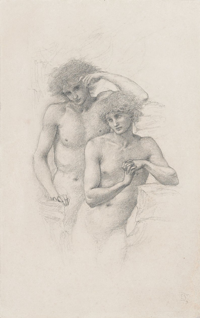 Studium dwóch aktów męskich do "Artur w Avalonie", ok. 1900. 1885 autorstwa Edward Burne Jones