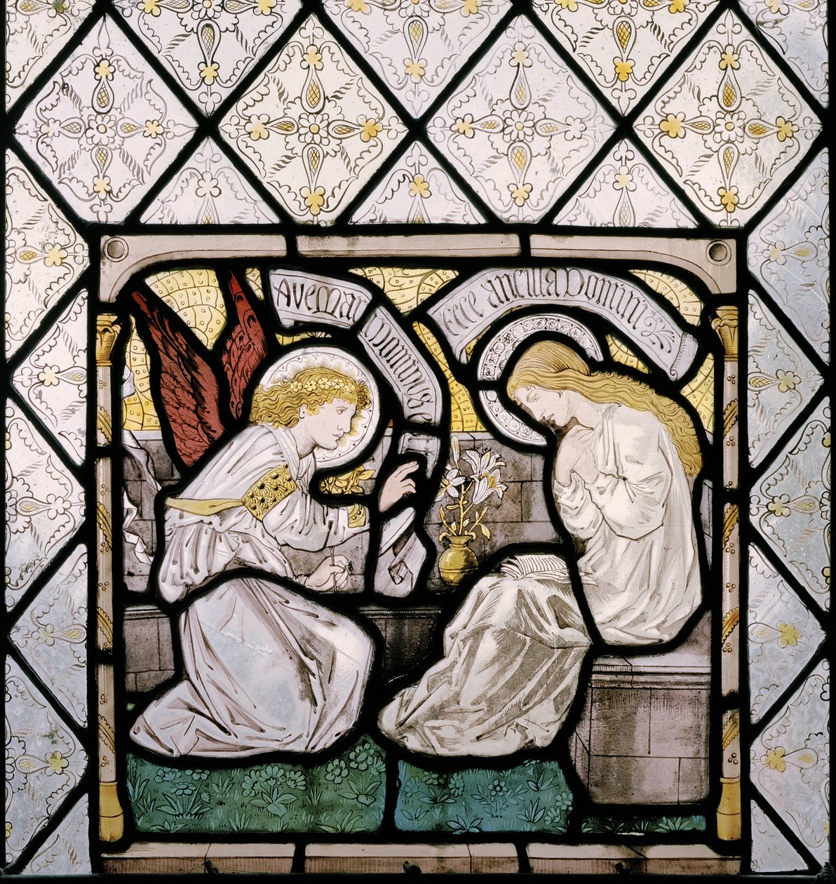 Zwiastowanie, fragment okna wschodniego, 1865 (witraż) autorstwa Edward Burne Jones